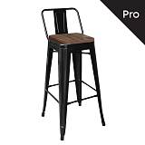 RELIX Wood Σκαμπό Bar με Πλάτη,Μέταλλο Βαφή Μαύρο Extra Matte, Απόχρωση Ξύλου Dark Oak Ε-00023970 Ε5208,1ΜW