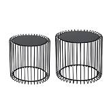 RICO Set-2 Τραπεζάκια Σαλονιού Καθιστικού, Μέταλλο Βαφή Μαύρο, Γυαλί Smoke Ε-00022916 ΕΜ9608