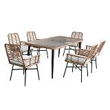 SALSA Τραπεζαρία Κήπου:Μέταλλο Βαφή Μαύρο, Wicker Φυσικό: 6 Πολυθρόνες+Τραπέζι, Μαξ.Άσπρο Ε-00024543 Ε280,S1