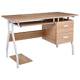 UNIT Γραφείο Η/Υ Μέταλλο Βαφή Άσπρο, Melamine Απόχρωση Sonoma Ε-00022066 ΕΟ434