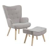 ALMA Πολυθρόνα - Μπερζέρα με Σκαμπό - Υποπόδιο Φυσικό, Teddy Ύφασμα Ανοιχτό Γκρι, K/D Ε-00024650 Ε7141,6