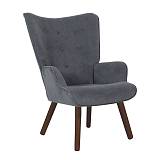 ALMA Πολυθρόνα - Μπερζέρα Σαλονιού - Καθιστικού Καρυδί Ύφασμα Γκρι Velure, K/D Ε-00022986 Ε7141,70Κ