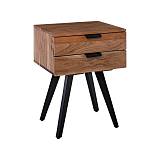 ANKO Κομοδίνο Μέταλλο Βαφή Μαύρο, Ξύλο Ακακία Φυσικό Ε-00022658 ΕΑ7078