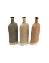 Βάζο μπουκάλι κεραμ.3χρ.καφέ 11Χ34