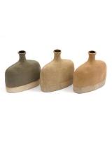 Βάζο μπουκάλι κεραμ.3χρ.καφέ 20Χ19