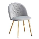 BELLA Καρέκλα Τραπεζαρίας, Μέταλλο Χρώμιο Χρυσό, Ύφασμα Velure Απόχρωση Γκρι Ε-00023571 ΕΜ759,2G