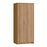 CALIBER Ντουλάπα Δίφυλλη, 2 Ράφια, Θέσεις για Κρεμάστρες, Απόχρωση Sonoma Oak Ε-00020701 Ε7390