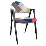 DELTA Πολυθρόνα Μέταλλο Βαφή Μαύρο, Ύφασμα Patchwork Ε-00015599 ΕΜ130