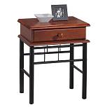 FLORA Κομοδίνο Μέταλλο Βαφή Μαύρο, Ξύλο Καρυδί Ε-00011045 Ε8027