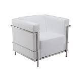 GENOVA Πολυθρόνα Σαλονιού Καθιστικού, Ιnox - Pu Άσπρο Ε-00019304 Ε947,11