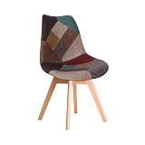 MARTIN Kαρέκλα Ξύλο PP, Ύφασμα Patchwork Καφέ Ε-00022058 ΕΜ136,84