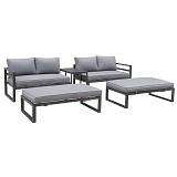 ORBEA Set Καθιστικό Κήπου ALU Ανθρακί, Καναπές 4Θ+2 Πάγκοι+ Τραπέζι, Μαξιλάρι Γκρι Σκούρο Ε-00024692 Ε6840,1