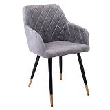 RENA Πολυθρόνα Μέταλλο Βαφή Μαύρο, Ύφασμα Velure, Απόχρωση Γκρι Ε-00024370 ΕΜ785,2