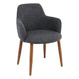 SOUL Πολυθρόνα Τραπεζαρίας Σαλονιού Κουζίνας, Μέταλλο Βαφή Καρυδί, Ύφασμα Γκρι Ε-00020565 ΕΜ713,1