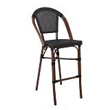 COSTA Σκαμπό BAR με Πλάτη, Αλουμίνιο Απόχρωση Καρυδί, Textilene Μαύρο Ε-00022760 Ε289