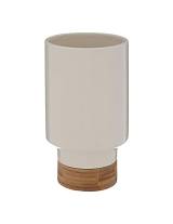 Βάζο κεραμ.λευκό με βάση bamboo 10Χ18