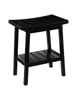 Σκαμπώ bamboo μαύρο με ράφι 40Χ25Χ46