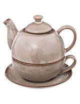 Κούπα κεραμ.με τσαγιέρα εκρού χρώμα