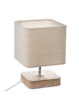 Πορτατίφ ξυλ.βάση τετρ.καπέλο εκρού (Ε14)  14,5Χ14,5Χ21