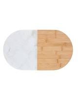 Πιατέλα σερβ.bamboo με μάρμαρο οβαλ 37Χ22