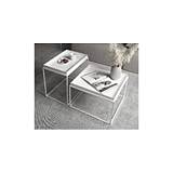 ΣΕΤ 2 ΛΕΥΚΟ ΜΕΤΑΛΛΙΚΟ ΤΡΑΠΕΖΙ 60Χ60Χ40 56Χ38Χ54ΕΚ