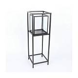 ΓΥΑΛΙΝΟ ΦΑΝΑΡΙ ΣΕ ΜΑΥΡΗ ΜΕΤΑΛΛΙΚΗ ΒΑΣΗ 30x30x100EK (25Χ30) ΓΥΑΛΑ