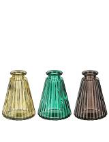 Βάζο γυάλ. Διάφανο 3χρωμ. Φ7,5 Η9,5CM