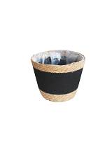 Καλάθι ψάθινο/φάσα τσόχα μαύρη Φ25,5Χ20,5cm