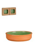 Μπωλ κεραμ.πορτοκαλί πράσινη επίστρωση Φ16CM σ/2