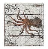 Παλιός Χάρτης σε ξύλο με μετ/κη διακοσμητική Σουπιά  PI272