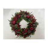 ΠΡΑΣΙΝΟ ΣΤΕΦΑΝΙ ΜΕ ΚΟΥΚΟΥΝΑΡΙΑ, ΚΟΚΚΙΝΑ BERRIES ΚΑΙ ΡΟΔΙΑ 56ΕΚ