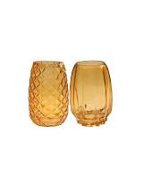 Βάζο γυαλ.μελί 2σχ.  Φ14 Η19cm