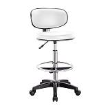 BF406 Σκαμπό Reception-Ταμείου PU Άσπρο, Τροχήλατο, Ρύθμιση Ύψους, Περιστρεφόμενο Ε-00024793 ΕΟ501,8