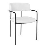 GILLAN Πολυθρόνα Μέταλλο Βαφή Μαύρο, Ύφασμα Teddy, Απόχρωση Άσπρο Ε-00024643 ΕΜ787,1