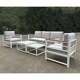 MARILIAN Set Σαλόνι Κήπου, 5τεμ, Μέταλλο Βαφή Άσπρο, Μαξιλάρια Γκρι Ε-00024847 Ε6871,2