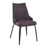 NORA Καρέκλα Τραπεζαρίας- Κουζίνας, Μέταλλο Βαφή Μαύρο, Pu Σκούρο Καφέ-Μαύρο Ε-00025176 ΕΜ174,1
