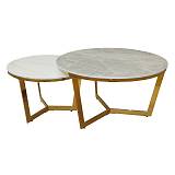 OTTO Set 2 Τραπεζάκια Σαλονιού , Χρώμιο Χρυσό, Sintered Stone Grey-White Marble Ε-00025127 ΕΜ527,S