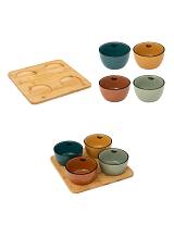 Σετ σερβ.μπωλ vintage σε ξυλ.βάση Χ4