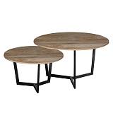 TEDDY Set-2 Τραπεζάκια Σαλονιού-Καθιστικού, Μέταλλο Μαύρο, Απόχρωση Καρυδί Ε-00024940 ΕΜ9604,S1