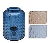 Γυάλινο φανάρι με μεταλ.βάση σε 3 χρ.,18x23cm HM427