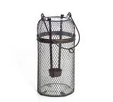 Γυάλινο φανάρι με μεταλλικό πλέγμα, μπρονζέ χρ.,, 25,5cm HT430