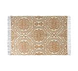 Χαλάκι με κρόσσι και τυπωμένο damask μελί σχδ.,60x90cm HE232