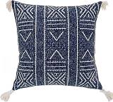 Μαξιλαρι cotton με φουντίτσες, εθνικ σχ.,μπλε,50x50cm GK117