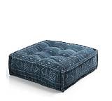 Χαμηλό πουφ, καπιτονέ, εθνικ σχ.,μπλε 50x25cm GK119