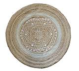 Στρογγυλό χαλί από γιούτα, με λευκό print, Δ.150cm GK125