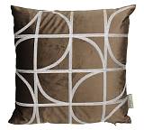 Μαξιλάρι βελούδινο με γεωμετρικά σχ.,καφέ,45x45cm XET-8635