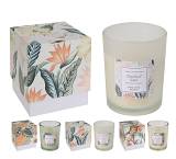 Κερί σε γυάλα 8x10cm,συκευασία δώρου floral,3 αρώματα CA362