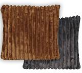 Μαξιλαρι συνθ.γουνα φαρδυα ριγα καφέ/γκρι.,45x45cm HE366