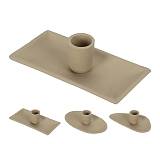 Κηροπήγιο αλουμινίου με πιατάκι σε 3 σχ.σοκολά χρ.13.5cm HE491