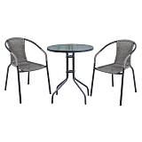 BALENO Set Κήπου - Βεράντας: Τραπέζι + 2 Πολυθρόνες Μέταλλο Ανθρακί - Wicker Mixed Grey Ε-00025454 Ε240,15
